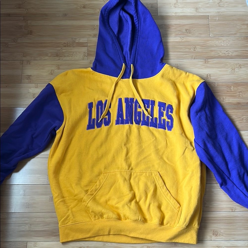 Los Angeles Men’s Yellow and Purple Hoodie Size Large